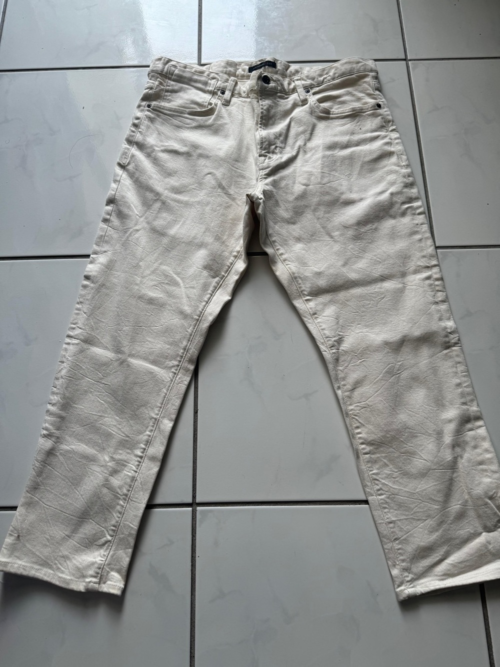 John Varvatos Men's Off-White Straight Jeans